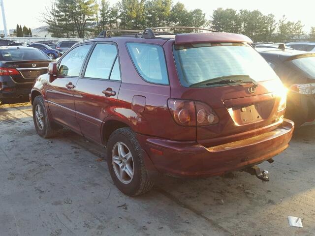 JT6HF10UXX0049721 - 1999 LEXUS RX 300 BURGUNDY photo 3