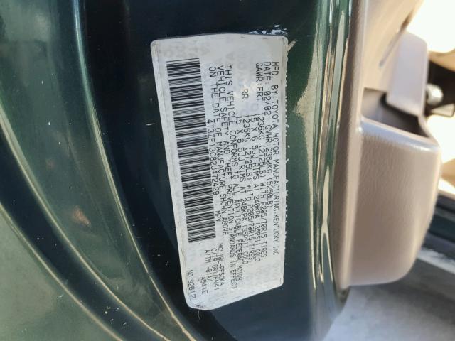 4T3ZF13C82U472429 - 2002 TOYOTA SIENNA LE GREEN photo 10