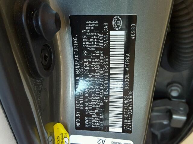 4T1BK3DB4BU395565 - 2011 TOYOTA AVALON BAS BEIGE photo 10