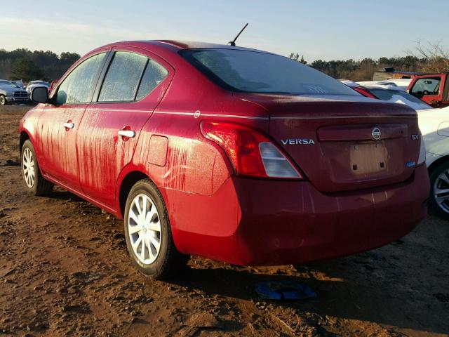 3N1CN7APXCL908257 - 2012 NISSAN VERSA S RED photo 3