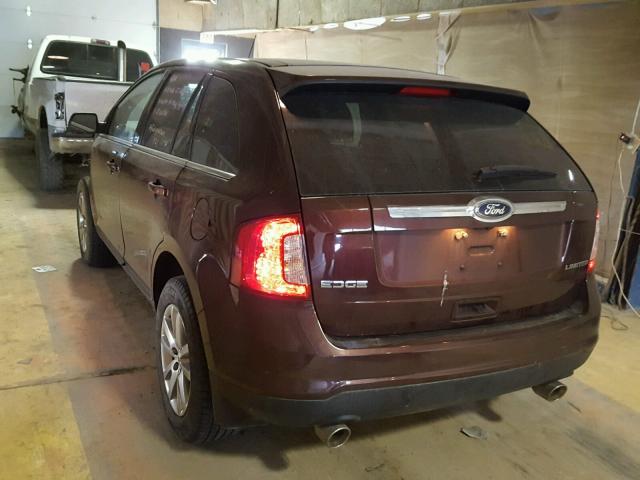 2FMDK3KC3CBA89551 - 2012 FORD EDGE LIMIT MAROON photo 3