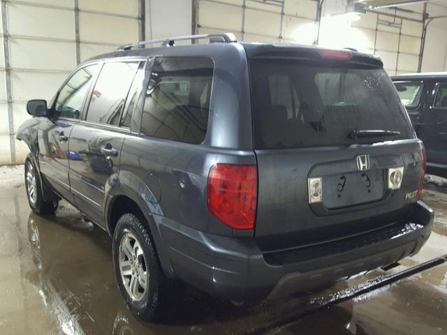 5FNYF18525B012084 - 2005 HONDA PILOT EXL BLUE photo 3