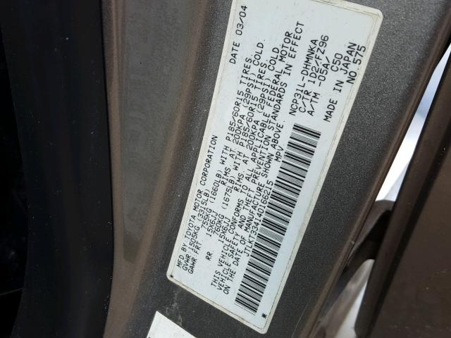 JTLKT334140166215 - 2004 TOYOTA SCION XB Сұр фото 10