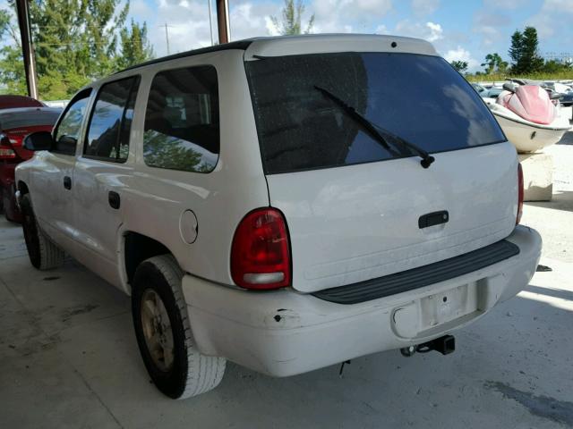 1B4HR38N02F191474 - 2002 DODGE DURANGO SP WHITE photo 3