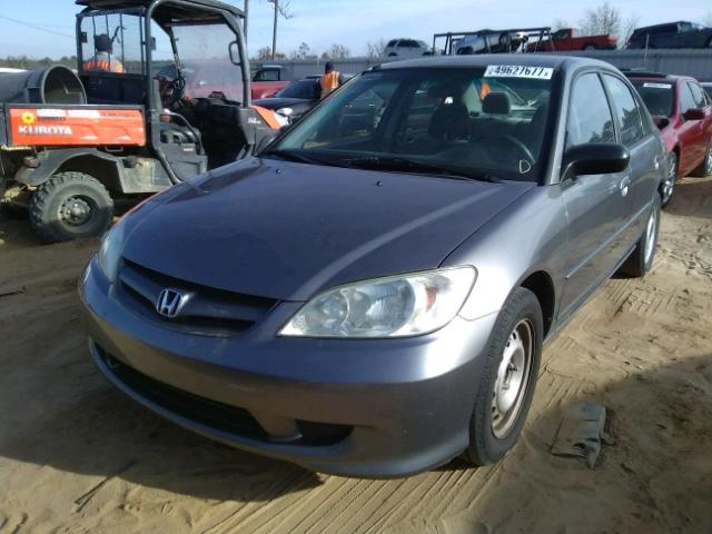 2HGES16525H633337 - 2005 HONDA CIVIC LX GRAY photo 2