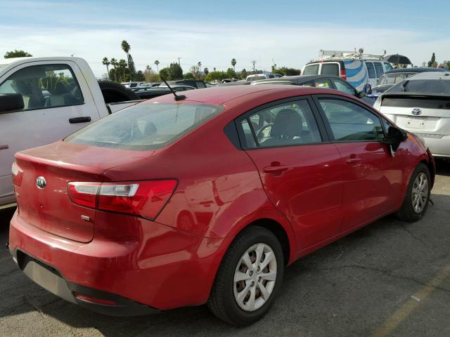 KNADM4A3XF6460372 - 2015 KIA RIO LX RED photo 4