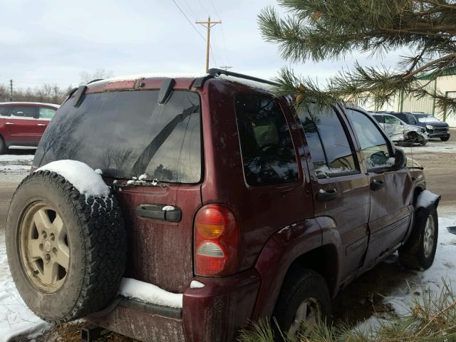 1J4GL58K83W649002 - 2003 JEEP LIBERTY LI MAROON photo 4