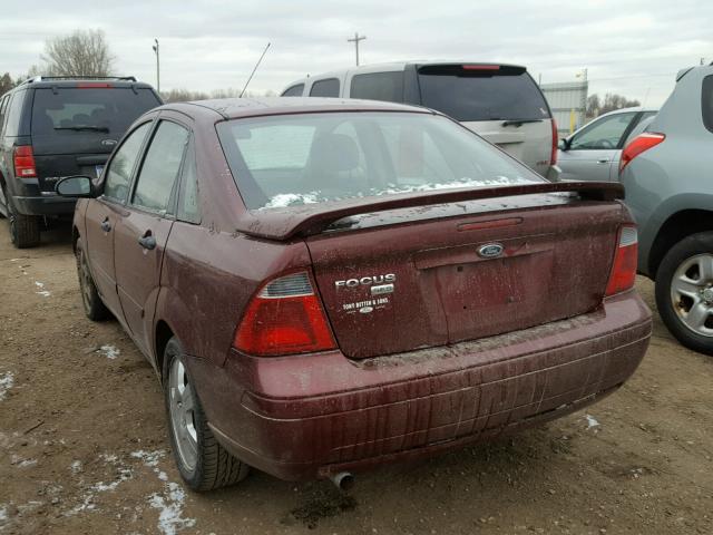 1FAHP34N07W351025 - 2007 FORD FOCUS ZX4 MAROON photo 3