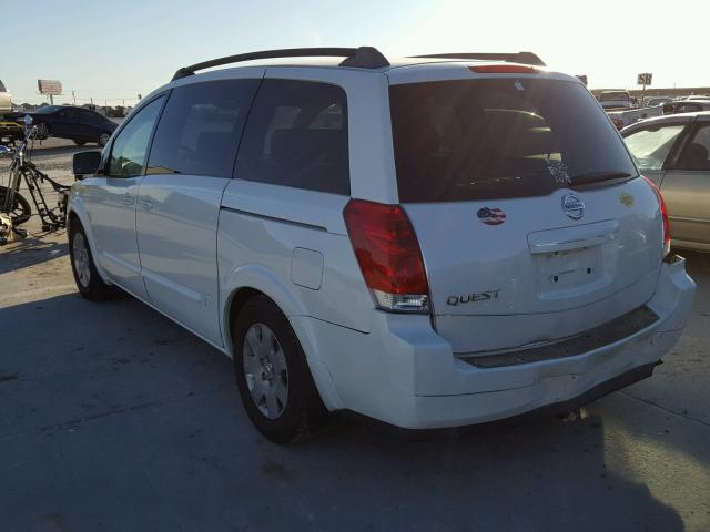 5N1BV28U25N139467 - 2005 NISSAN QUEST S WHITE photo 3