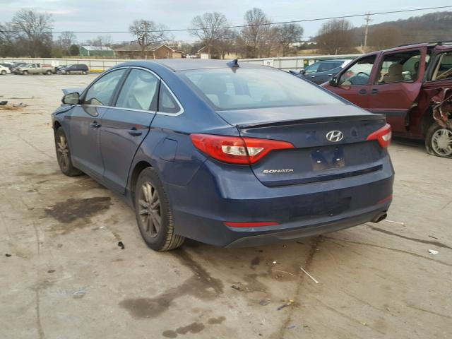 5NPE24AF3FH187854 - 2015 HYUNDAI SONATA SE BLUE photo 3