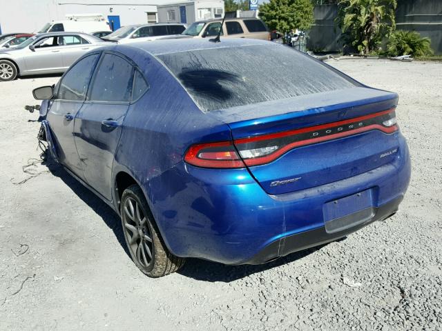 1C3CDFBA6DD176502 - 2013 DODGE DART SXT BLUE photo 3