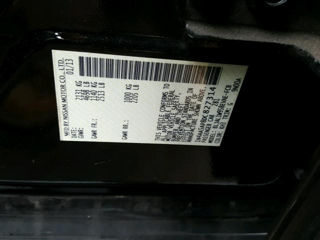 1N4AA5AP8DC827314 - 2013 NISSAN MAXIMA S BLACK photo 10