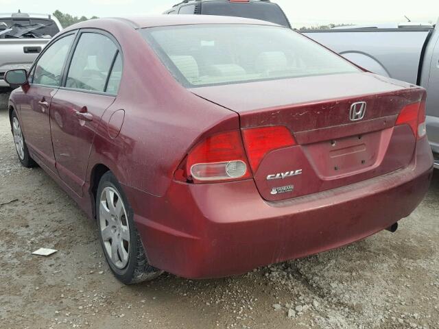 1HGFA16587L122681 - 2007 HONDA CIVIC LX RED photo 3