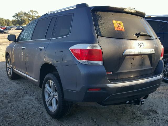 5TDYK3EH0CS082780 - 2012 TOYOTA HIGHLANDER GRAY photo 3