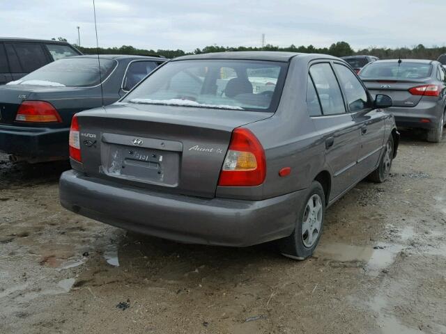 KMHCG45C41U240015 - 2001 HYUNDAI ACCENT GL GRAY photo 4