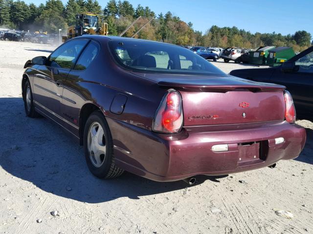 2G1WX12K039343016 - 2003 CHEVROLET MONTE CARL მუქწითელი ფოტო 3