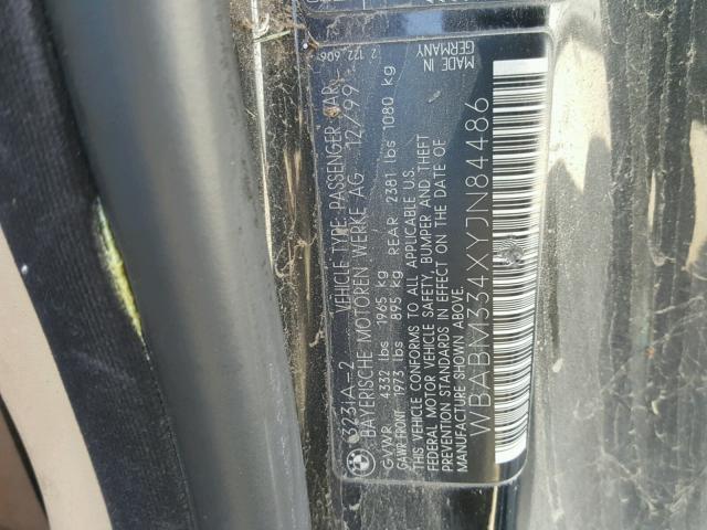 WBABM334XYJN84486 - 2000 BMW 323 CI BLACK photo 10