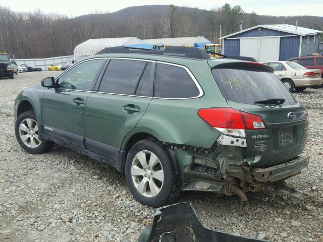 4S4BRBCC9B3427125 - 2011 SUBARU OUTBACK 2. GREEN photo 3