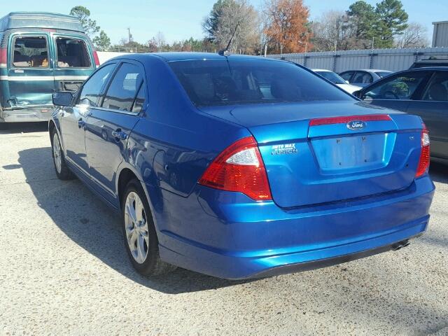 3FAHP0HA5CR131950 - 2012 FORD FUSION SE BLUE photo 3