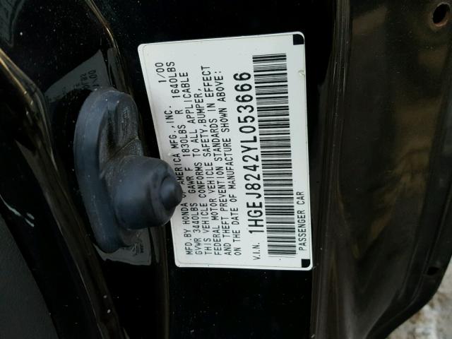 1HGEJ8242YL053666 - 2000 HONDA CIVIC EX 黑色 照片 10