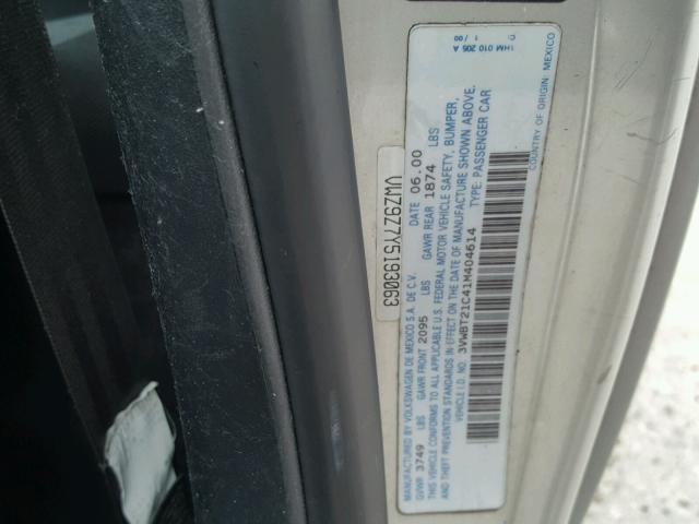 3VWBT21C41M404614 - 2001 VOLKSWAGEN NEW BEETLE 银色 照片 10