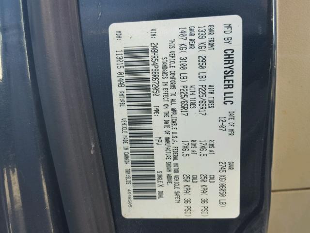 2A8HR54P98R672050 - 2008 CHRYSLER TOWN & COU BLUE photo 10