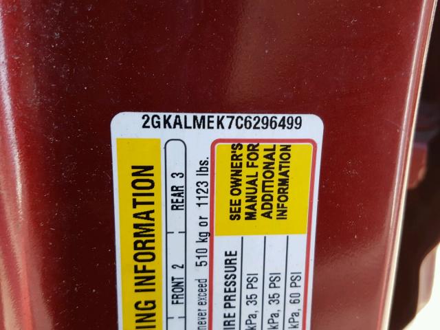 2GKALMEK7C6296499 - 2012 GMC TERRAIN SL RED photo 10