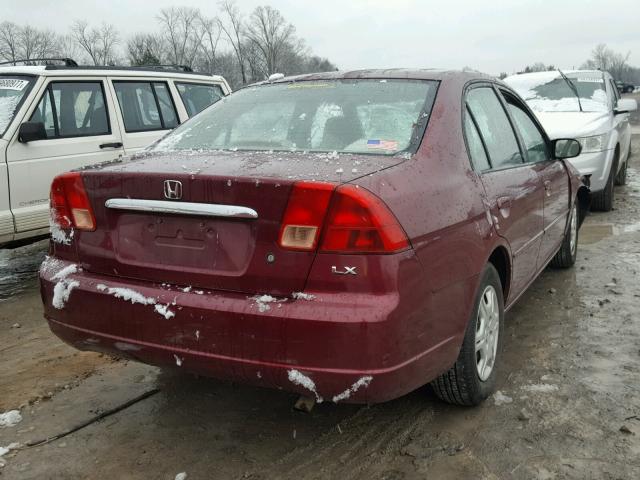 1HGES15612L081290 - 2002 HONDA CIVIC LX MAROON photo 4