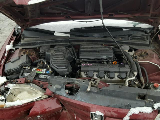 1HGES15612L081290 - 2002 HONDA CIVIC LX MAROON photo 7