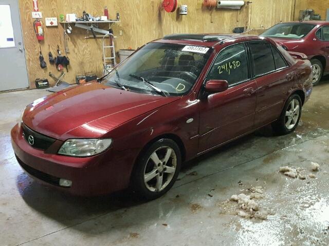 JM1BJ225531118442 - 2003 MAZDA PROTEGE DX MAROON photo 2