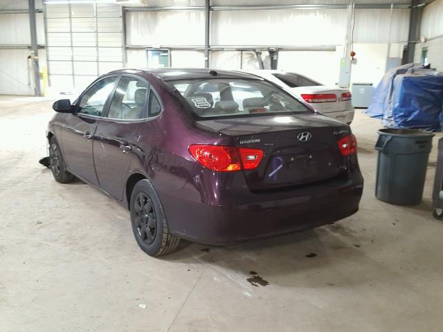 KMHDU46D28U572176 - 2008 HYUNDAI ELANTRA GL PURPLE photo 3