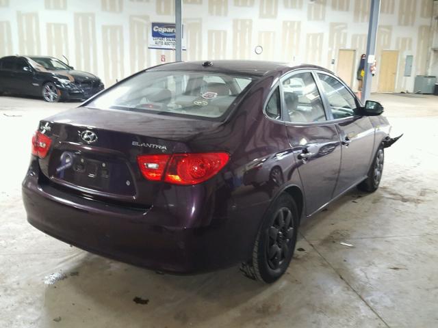 KMHDU46D28U572176 - 2008 HYUNDAI ELANTRA GL PURPLE photo 4