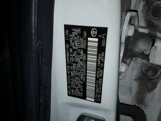 JTKKT604X65017883 - 2006 TOYOTA SCION XA WHITE photo 10