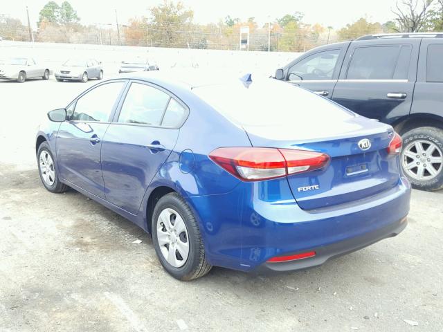 3KPFK4A79HE149985 - 2017 KIA FORTE LX BLUE photo 3