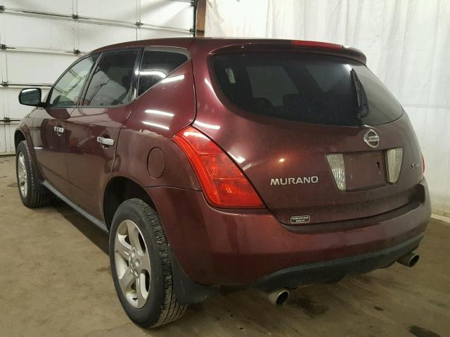 JN8AZ08W15W436769 - 2005 NISSAN MURANO SL MAROON photo 3