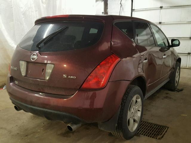 JN8AZ08W15W436769 - 2005 NISSAN MURANO SL MAROON photo 4