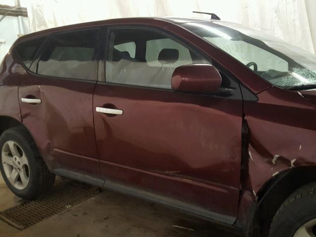 JN8AZ08W15W436769 - 2005 NISSAN MURANO SL MAROON photo 9