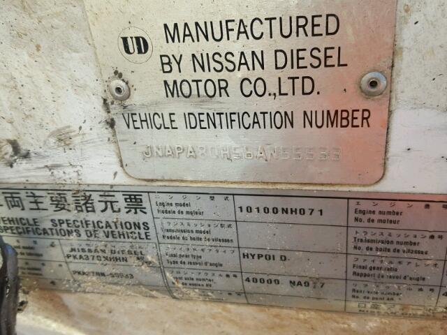 JNAPA80H56AN55533 - 2006 NISSAN DIESEL UD2600 WHITE photo 10