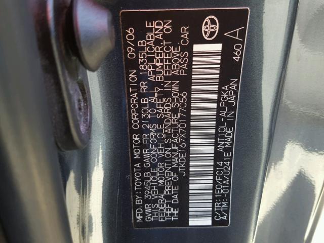 JTKDE167X70177056 - 2007 TOYOTA SCION TC ნაცრისფერი ფოტო 10