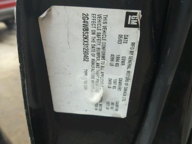 2G4WB52KX31290462 - 2003 BUICK REGAL LS BLACK photo 10