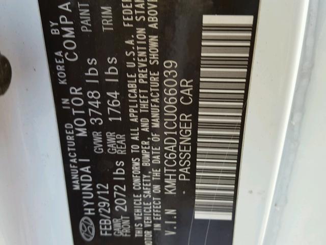 KMHTC6AD1CU066039 - 2012 HYUNDAI VELOSTER B SILVER photo 10