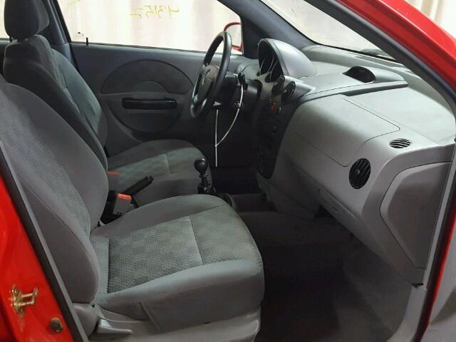 KL1TD62695B440579 - 2005 CHEVROLET AVEO BASE RED photo 5