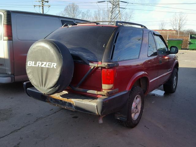 1GNCT18W7S2147126 - 1995 CHEVROLET BLAZER BURGUNDY photo 4