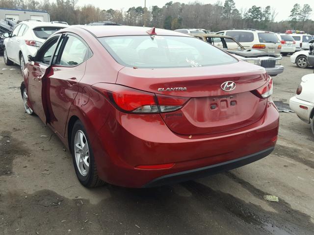 5NPDH4AEXFH581904 - 2015 HYUNDAI ELANTRA SE BURGUNDY photo 3