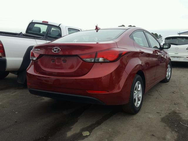 5NPDH4AEXFH581904 - 2015 HYUNDAI ELANTRA SE BURGUNDY photo 4