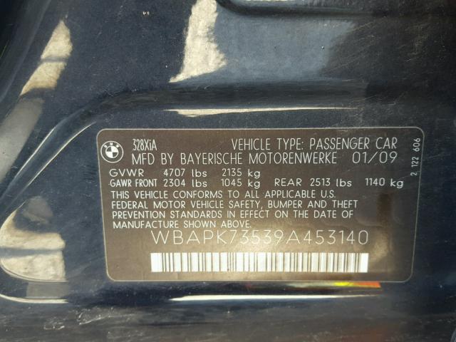 WBAPK73539A453140 - 2009 BMW 328 XI BLUE photo 10
