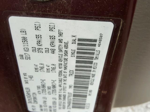 3D7MA48603G778187 - 2003 DODGE RAM 3500 S MAROON photo 10