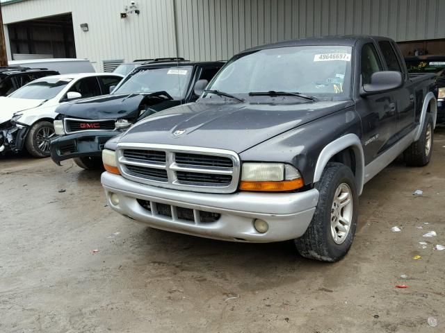 1B7HL48N72S561336 - 2002 DODGE DAKOTA QUA GRAY photo 2