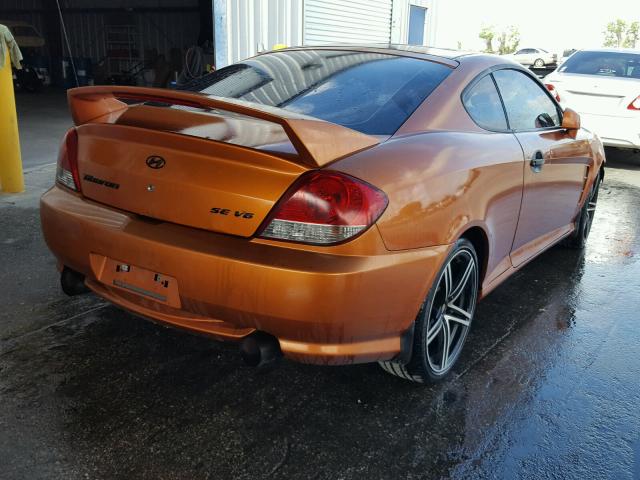 KMHHN65FX6U219470 - 2006 HYUNDAI TIBURON GT ORANGE photo 4