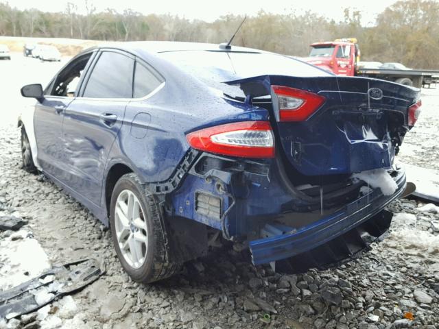 3FA6P0H74DR208157 - 2013 FORD FUSION SE BLUE photo 3